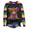 thumbnail image 2 of LEKWK Womens Mardi Gras Shirt Highland Cow Graphic Raglan Sleeve Long Sleeve Graphic Tees Crew Neck Casual Daily Workout Tops Outfits, 2 of 4