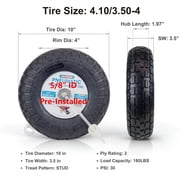 Hi-Run Stud 4.10/3.50-4 Pneumatic Wheelbarrow Tire Assembly with 5/8 Bushing