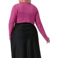 thumbnail image 4 of DARING DIVA Plus Size Mesh Crop Long Sleeve Sheer Bolero Shrug Top 4X Hot Pink, 4 of 6