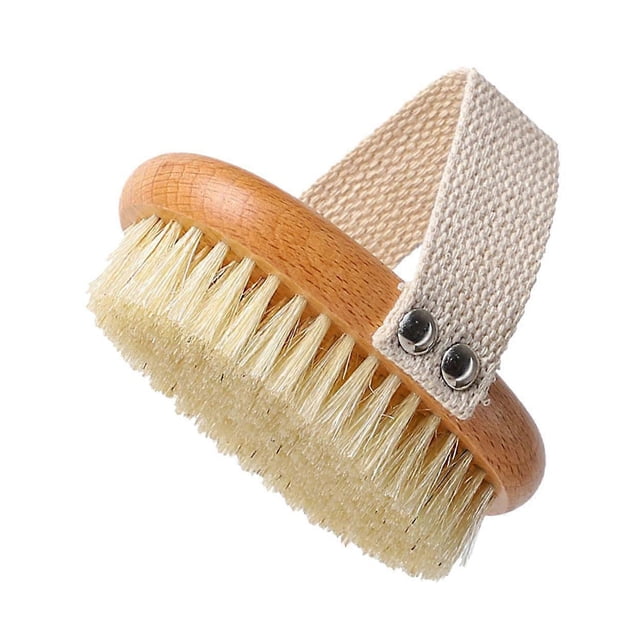 Cepillo corporal de cerdas naturales de jabalí con mango largo para una exfoliación profunda y para usar como cepillo de espalda en la ducha.