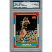 Chris Mullin Signed Warriors 1986 Fleer Rookie Card #77 w/HOF 2011 - PSA