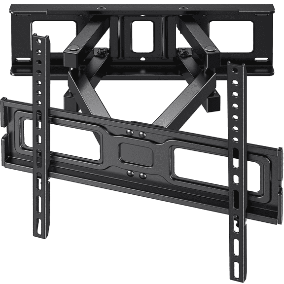 MountFTV Full Motion TV Wall Mount for 26-65 inch TVs Holds up to 110 lbs Swivels Tilts Extension Leveling, Max 400 x 400mm, Fits 8"/12/16" Wood Stud