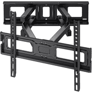 MountFTV Full Motion TV Wall Mount for 26-65 inch TVs Holds up to 110 lbs Swivels Tilts Extension Leveling, Max 400 x 400mm, Fits 8"/12/16" Wood Stud