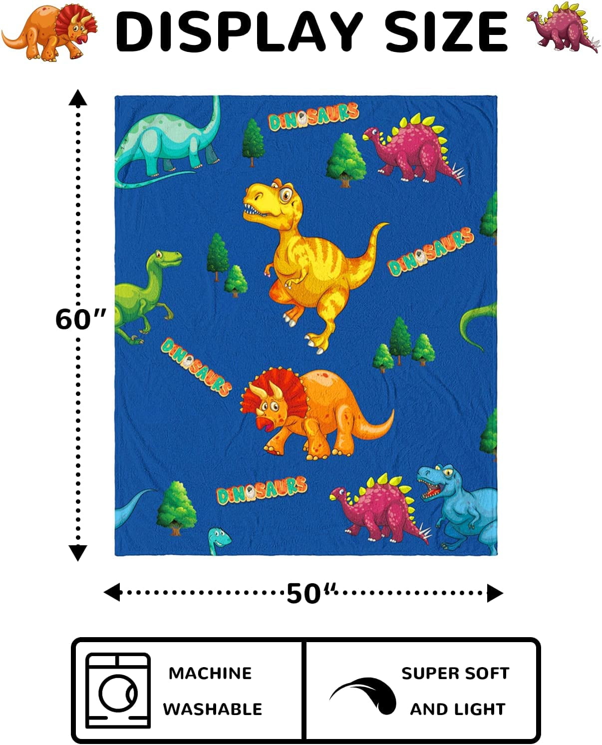 Dinosaur Blanket for Boys Teens Kids - Dino Throw Blanket Dinosaur Room Decor Gifts for Children-Soft Cozy Flannel Throw Blanket for Sofa Bed Couch,Funny Dinosaur Gifts for Dinosaur Fans 50X60