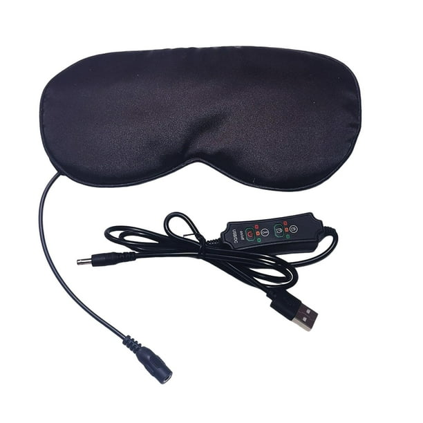 Cubierta de máscara de ojos con calefacción USB eléctrica, cubierta de ojos Dormir de noche Transpirable de ojos para dormir Compresa caliente , negro Macarena Cubierta de ojos calentada