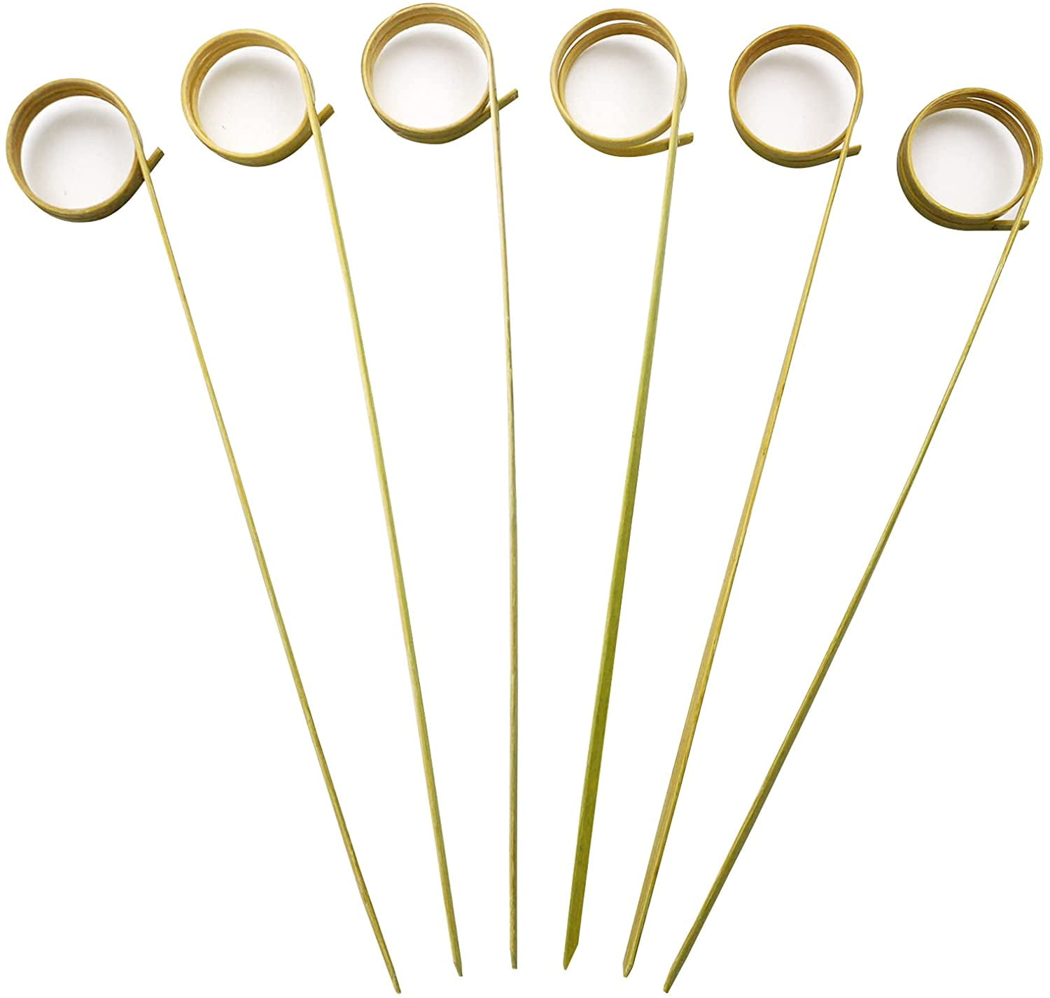 BLUE TOP Bamboo Cocktail Picks 100 PCS Bamboo Skewers 6 Inch with Looped Ring,Food Picks ,Party