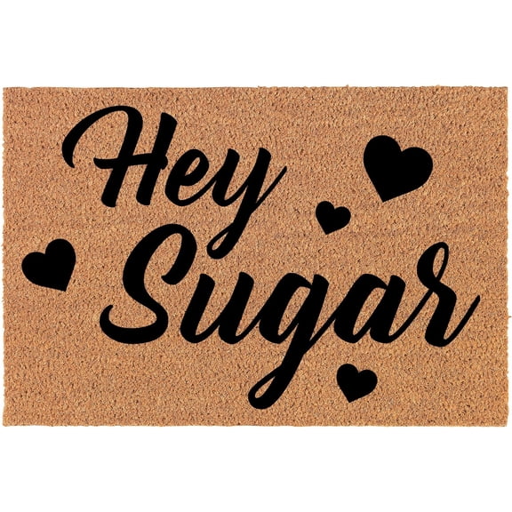 Welcome Doormat Door Mat Hey Sugar Hearts Love 16x24 inch
