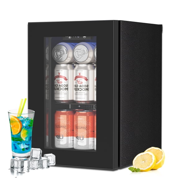 WAA Mini Fridge,24 Can Beverage Refrigerator Cooler,0.6 Cu.Ft Countertop Freestanding Small Refrigerator with LED Light 40-61℉ for Bedroom,Quiet Compressor for Home Kitchen Bar