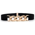 thumbnail image 2 of Anvazise Waist Belt Golden Polished Metal Chain Buckle Elastic Elegant Wide Women Dress Shirt Coat Belt Clothing Accessories Black One Size, 2 of 13