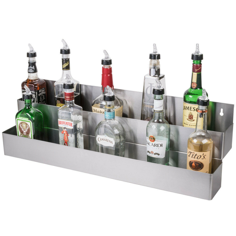 32" Stainless Steel Double Tier Commercial Bar Speed Rail Liquor Display Rack