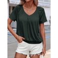 thumbnail image 4 of Camisetas Casuales de Verano para Mujer, Camisetas de Corta con Cuello en V, Verde Oliva, Talla M, 4 of 7