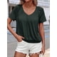 thumbnail image 4 of Camisetas Casuales de Verano para Mujer, Camisetas de Corta con Cuello en V, Verde Oliva, Talla M, 4 of 7