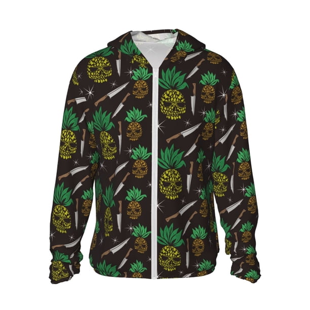 Fotbe Pineapples Chaqueta con Protección Solar UPF 50+ para Hombre y Mujer, Camisa con Capucha y Bolsillos-Large