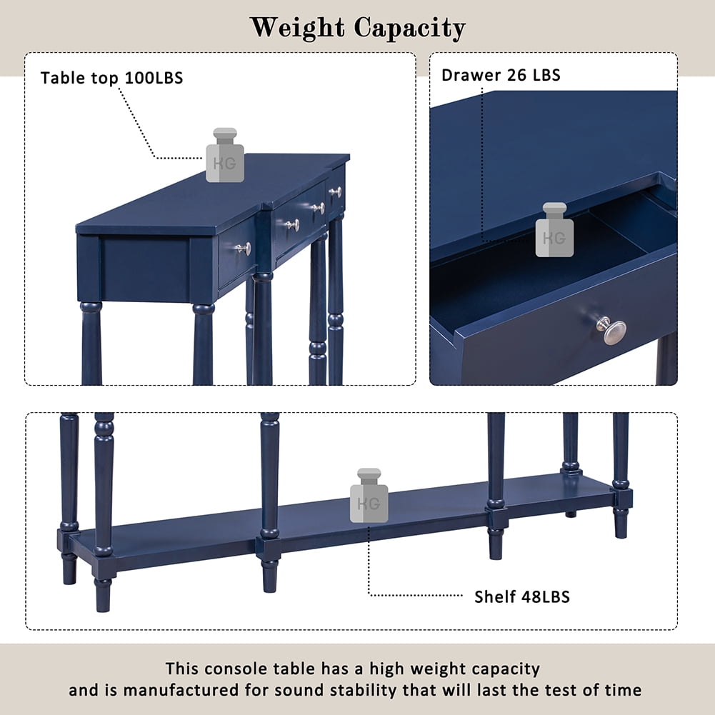 Lowestbest Console Table Entry Table, Wood Entryway Table with Storage Shelf and Drawer (Blue) Lowestbest Console Table Entry Table, Wood Entryway Table with Storage Shelf and Drawer (Blue)