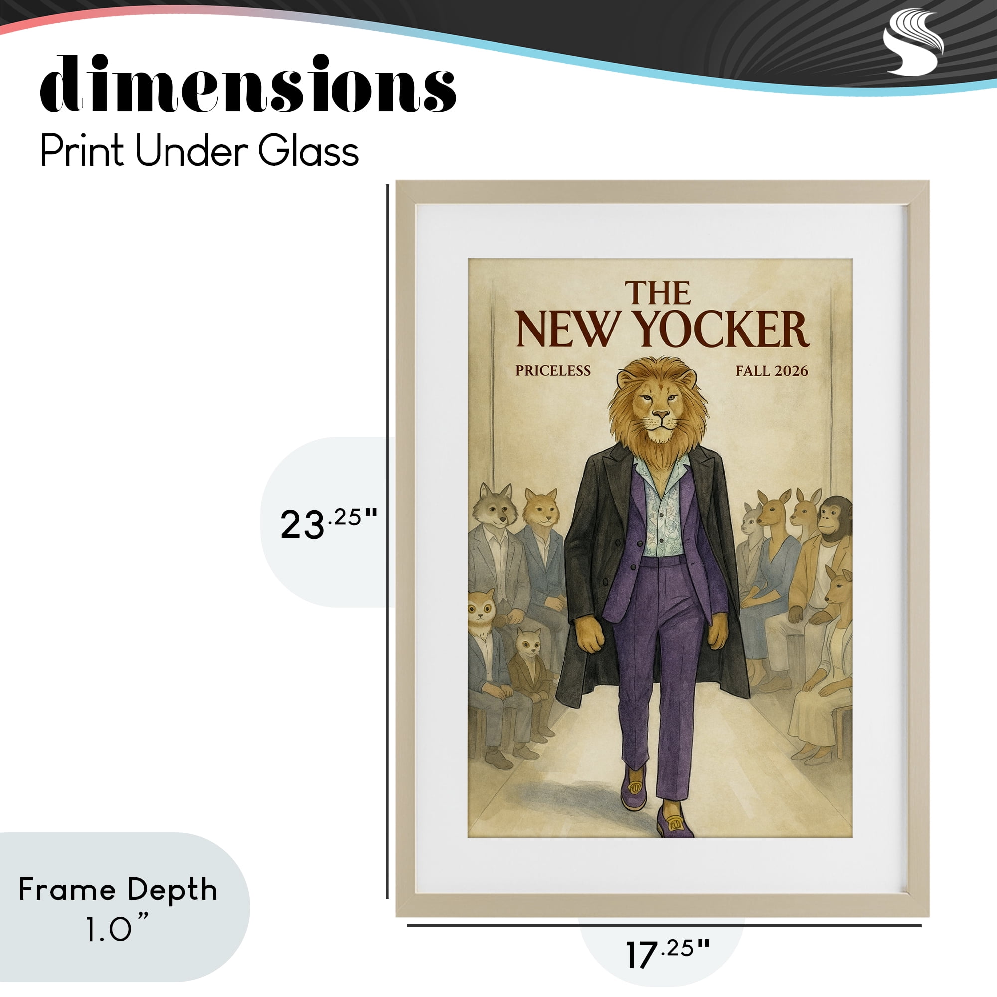 Stupell Industries New Yocker Lion Model Birch Framed Print Under Glass, design by Grotto Studios