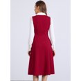thumbnail image 3 of DARING DIVA Women's Lace Trim Button Overalls Midi Vintage Pinafore Dress L Red, 3 of 6