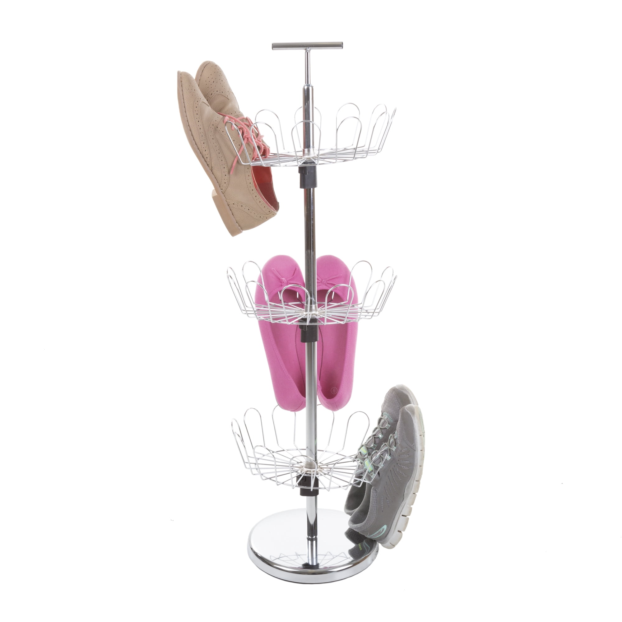 lavish Home Rotating Shoe Rack – 3-Tier Shoe Tower Holds 18 Pairs
