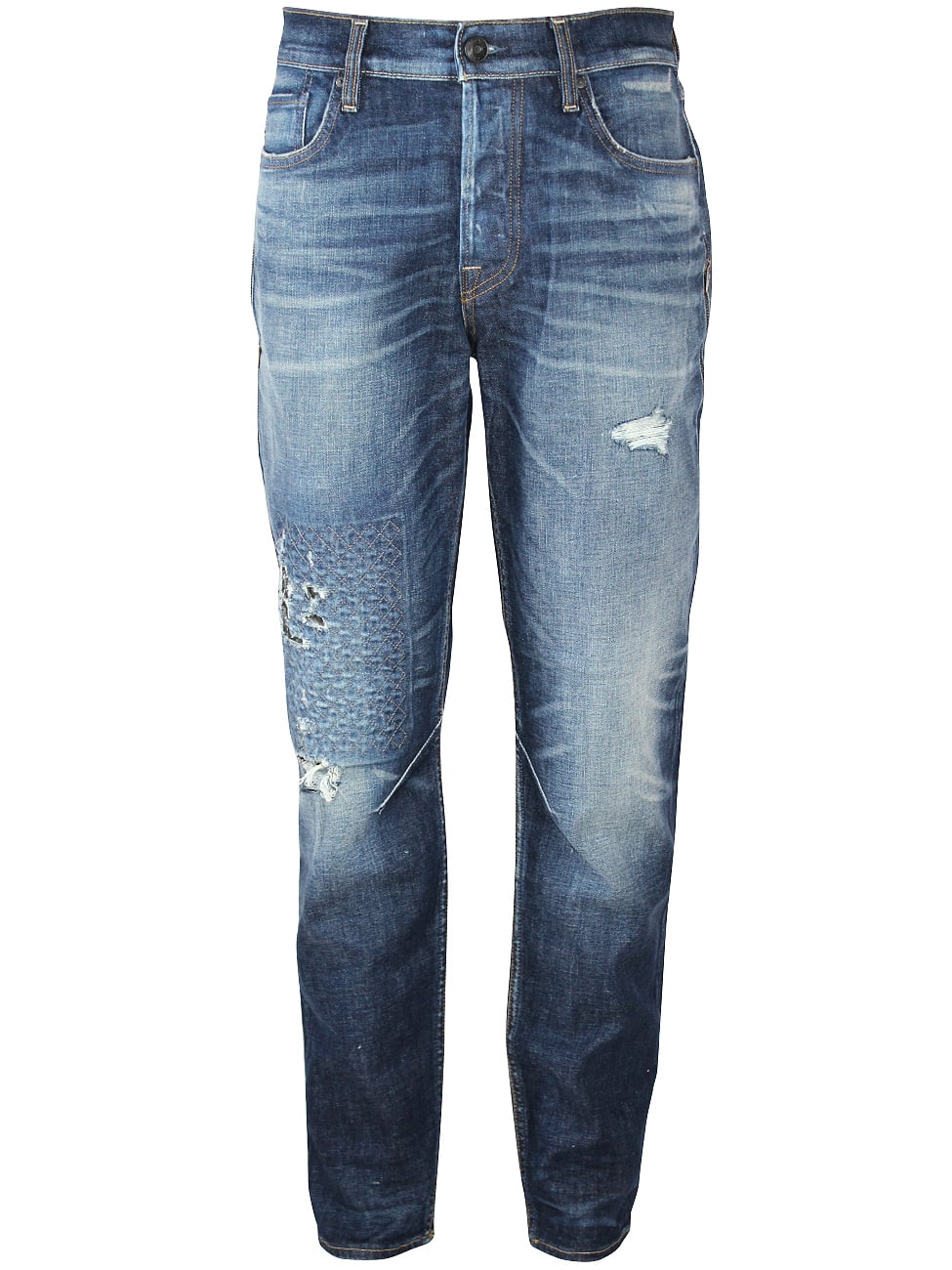 Hudson Mens Sartor Relaxed Skinny Ripped Jeans w Zipper Details M721DKO ...
