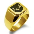 thumbnail image 1 of Stainless Steel Antlers Fortitude Coat of Arms Shield Engraved Square Flat Top Biker Style Polished Signet Ring, 1 of 1