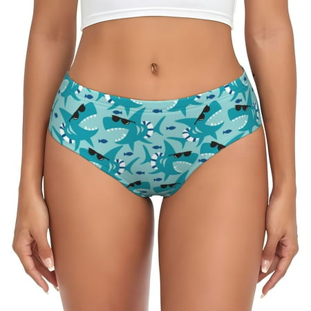 Womens Underwear  Shark Wearing Sunglasses No Show Seamless Underwear  Soft Comfy Stretch Panties  Hipster Ladies Panties Bikini Underwear Briefs
