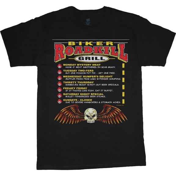 Graphic Tees Mens Funny T-shirts Roadkill Grill Biker Rt 66
