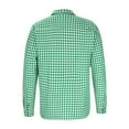 thumbnail image 4 of Lovzfmll Men's Color Block Plaid Button-Down Long Sleeve Shirt, Fashion Collared Top Mint Green, M, 4 of 5