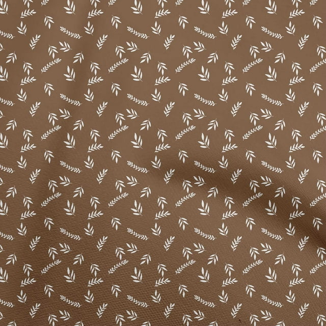 oneOone Velvet Brown Fabric Leaves Sewing Craft Projects Fabric Prints By Yard 58 Inch Wide