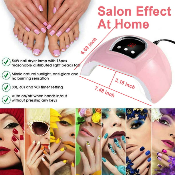 UV/LED Nail Lamp, Gel Nail for Nail 54 W UV Dryer with 3 Timers - Walmart.com
