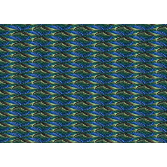 Ahgly Company Indoor Rectangle Patterned Aquamarine Stone Green Area Rugs, 4' x 6'