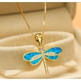 thumbnail image 2 of Dragonfly Pendant Necklace - Trendy Dragonfly necklace Gold tone, 2 of 8