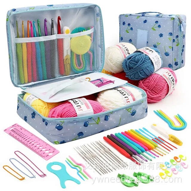 EASTIN 59 Pcs Include 5 Skeins Yarn Hooks Needles Storage Bag Crochet Kit with Knitting Accessories Set for Beginners Gift Freeshipping
