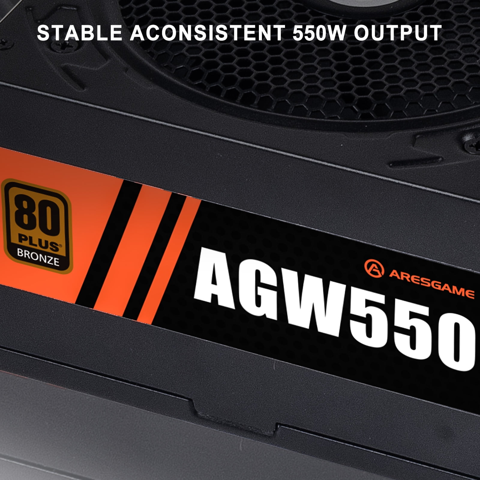 ARESGAME 550W Power Supply, 80+ Bronze Certified ATX PSU (AGW550, Non-modular)