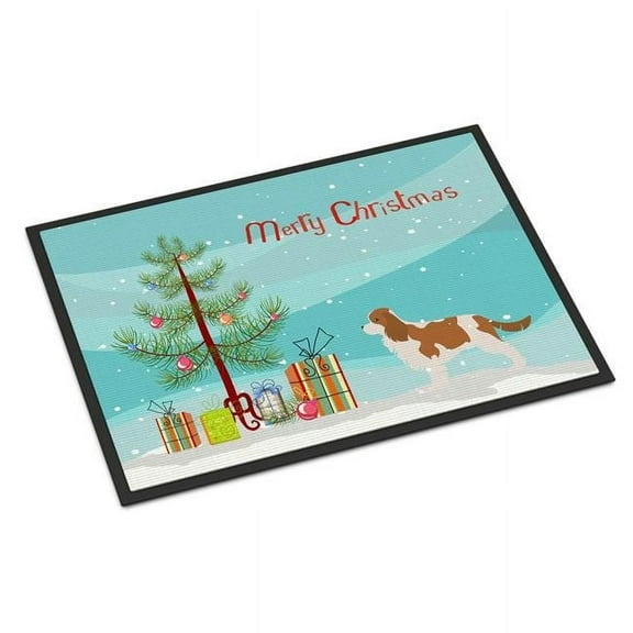 Carolines Treasures  Cavalier King Charles Spaniel Merry Christmas Tree Indoor or Outdoor Mat, 24 x 36