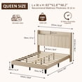 thumbnail image 4 of Soscana Bed Frame with Upholstered Headboard, Queen Size Bed Frame with Storage Shelf and Adjustable Feet,Easy to Assemble,Non-Slip Without Noise, 4 of 9