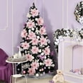 thumbnail image 2 of Flores de Navidad de color rosa brillante, árbol de Navidad de 14cm, adornos de flores artificiales, decoración de Feliz Navidad para el año nuevo para el hogar 2023, 2 of 4