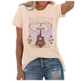 thumbnail image 3 of T Shirts for Women Country Music Graphic Vintage Rodeo Western Short Sleeve Crew Neck Tees Womens Tops Beige S, 3 of 4