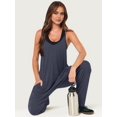 thumbnail image 4 of Women Casual Summer Overalls Sleeveless Spaghetti Strap Romper Jumpsuits Trendy Beach Vacation Outfits Navy Blue XXL, 4 of 6
