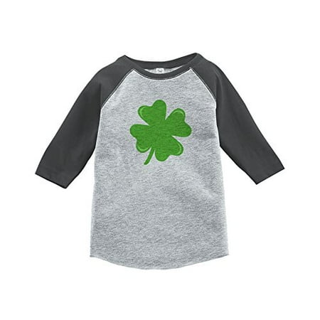 

7 ate 9 Apparel Kids Green Lucky Clover St. Patricks Day Grey Raglan Tee
