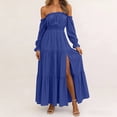 thumbnail image 2 of Ahabrexf Wedding Guest Dresses for Women Off-the-Should Short Sleeve Solid V-Neck Mini for Spring Summer Parties, 2 of 7
