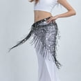 thumbnail image 4 of Womens Belly Dancing Belt Hip Scarf Wrap Belt Skirt with Sequins And Tassels Black, 4 of 8
