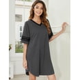 thumbnail image 3 of Ekouaer Women's Nightgown Cotton Sleep Shirt V Neck Short Sleeve Loose Comfy Pajama Sleepwear, 3 of 6