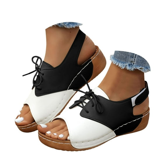 Dakaela Women's Walking Sandals Comfortable Air Cushion Arch Support Orthotic Slingback Platform Shoes