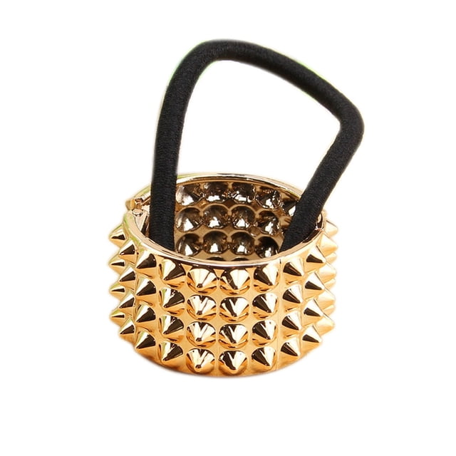 pitrice Bandeau Élégant pour Fille, Bandeau Élastique en Acrylique avec Rivets Punk pour Queue de Cheval