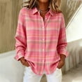 thumbnail image 2 of Women's Plaid Button Down Shirts Casual Long Sleeve Loose Blouse Business Office Work Wear Spring Going Out Tops, 2 of 6