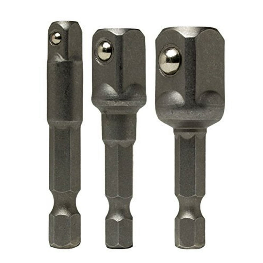 Socket Bit Hex Shank Adapter Drill Nut Driver Power Extension Bar 3pc