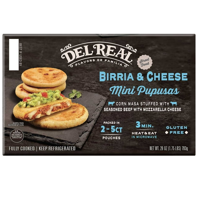Del Real Foods Mini Birria and Cheese Pupusas, 2.8 oz., 10 ct,