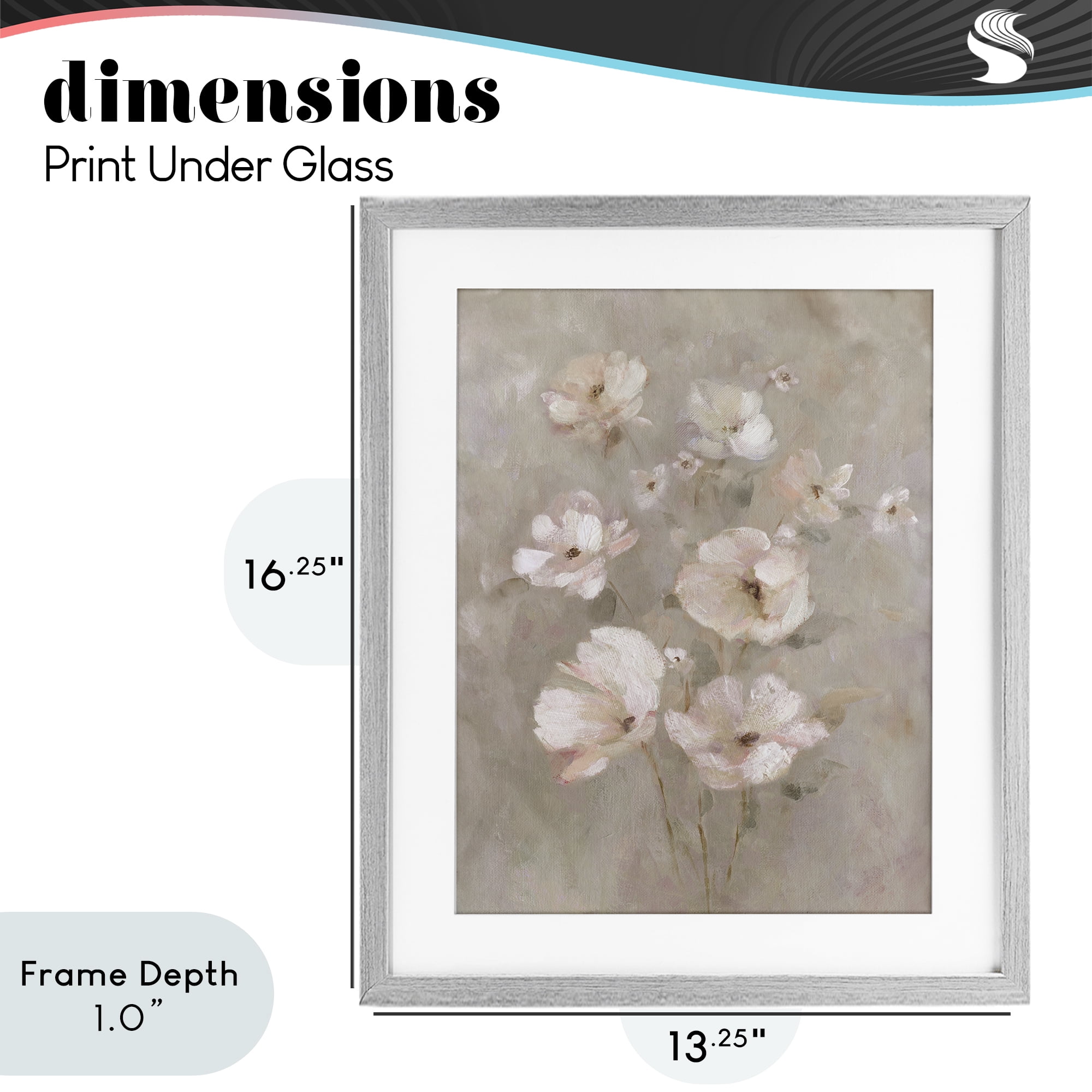 Stupell Industries Blush Florals over Beige Gray Framed Print Under Glass, design by Carol Robinson