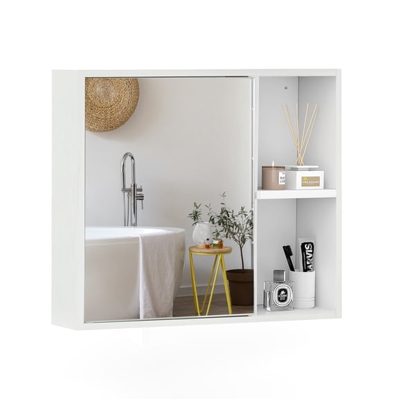 Giantex Bathroom Medicine Cabinet with Mirror, Wall Mounted Storage Cabinet, Space Saver for Bathroom, White