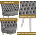 thumbnail image 5 of HUMEHA 45.6" Velvet Dining Loveseat Bench, Tufted Wing Back with Silver Stainless Steel Legs, Mid-Century 2-Seat for Dining Room, Gray, 5 of 10