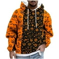 thumbnail image 2 of Yusimy Men's Hoodie Casual Halloween Print Pullover Long Sleeve Drawstring Streetwear Holiday Fashion Urban Style, 2 of 6
